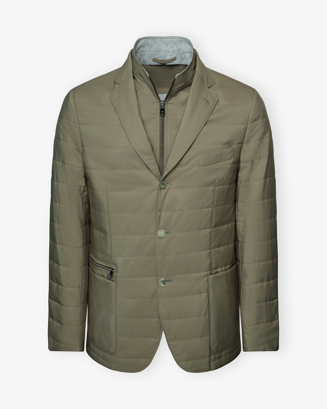 Les Hommes d'Amsterdam — Steppjacke, ganze Vorderansicht auf Weiß